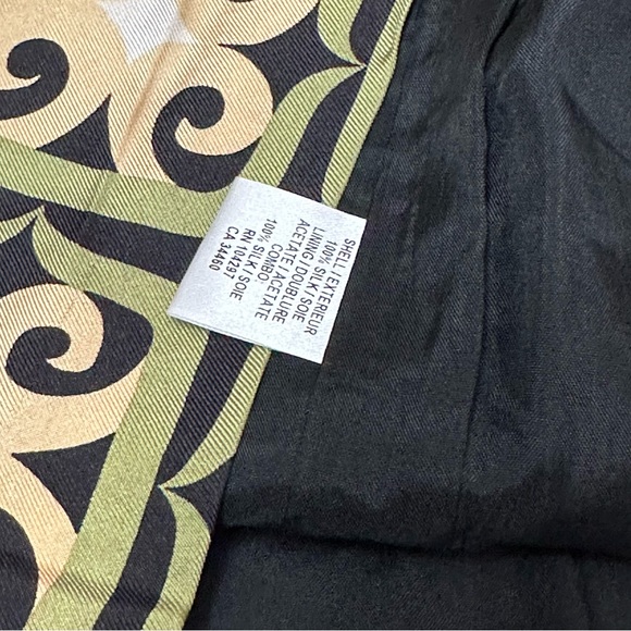 Milly of New York Green Black Geometric Print Silk Scarf Skirt Vibe Women Sz 4 - Picture 3 of 8